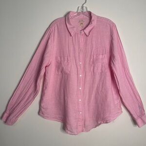 Lilly Pulitzer Linen Pink Button-Up Linen Shirt